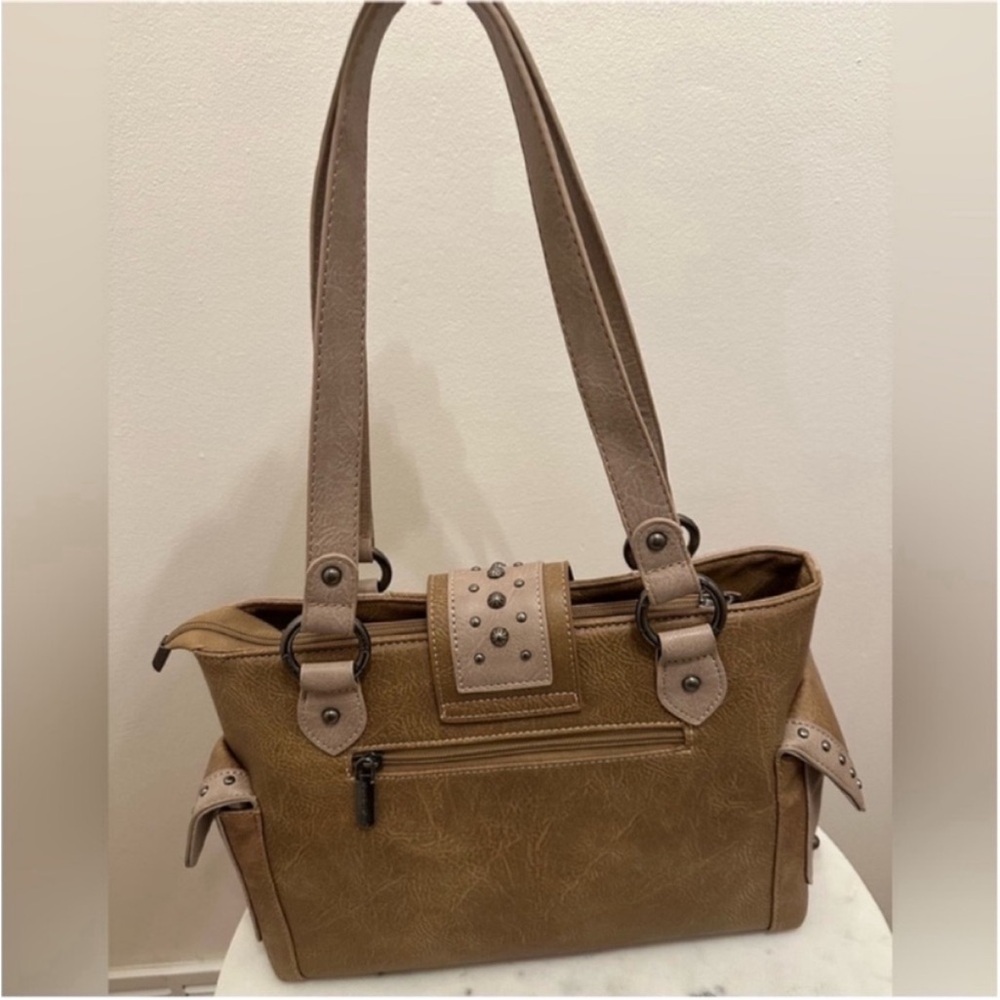 NWT Montana West Taupe Western Shoulder Bag Purse w/ Turquoise Concho - Picture 8 of 13